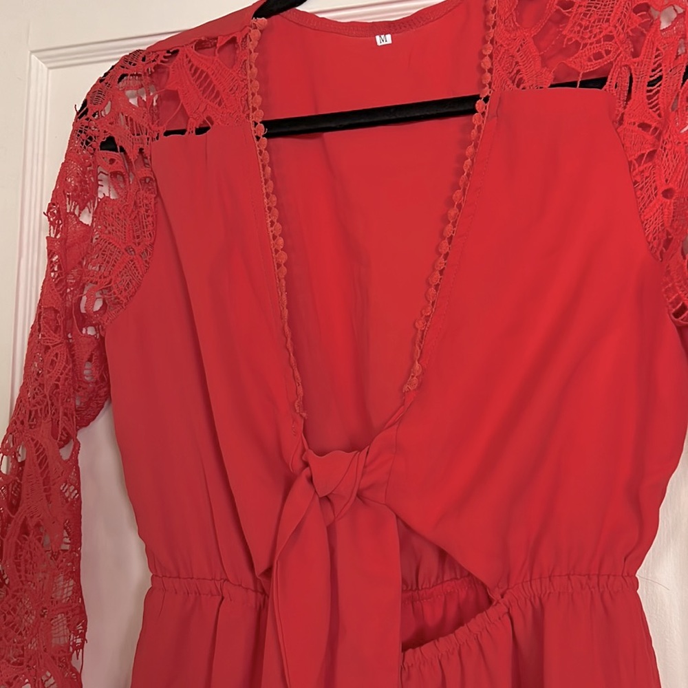 Red Boho Style Romper - Picture 2 of 4
